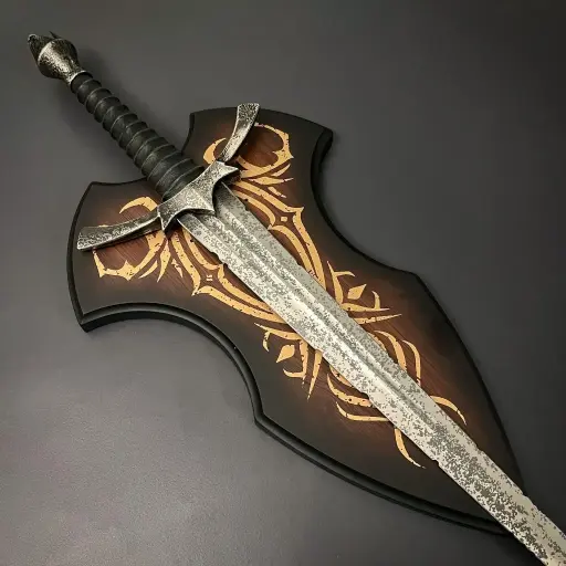 The Hobbit Morgul Dagger Blade Of The Nazgul | Stainless Steel Blade | Leather-Wrapped Grip | Solid Metal Hilt | Includes Wooden Wall Display